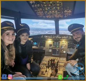 Smiling people in a cockpit