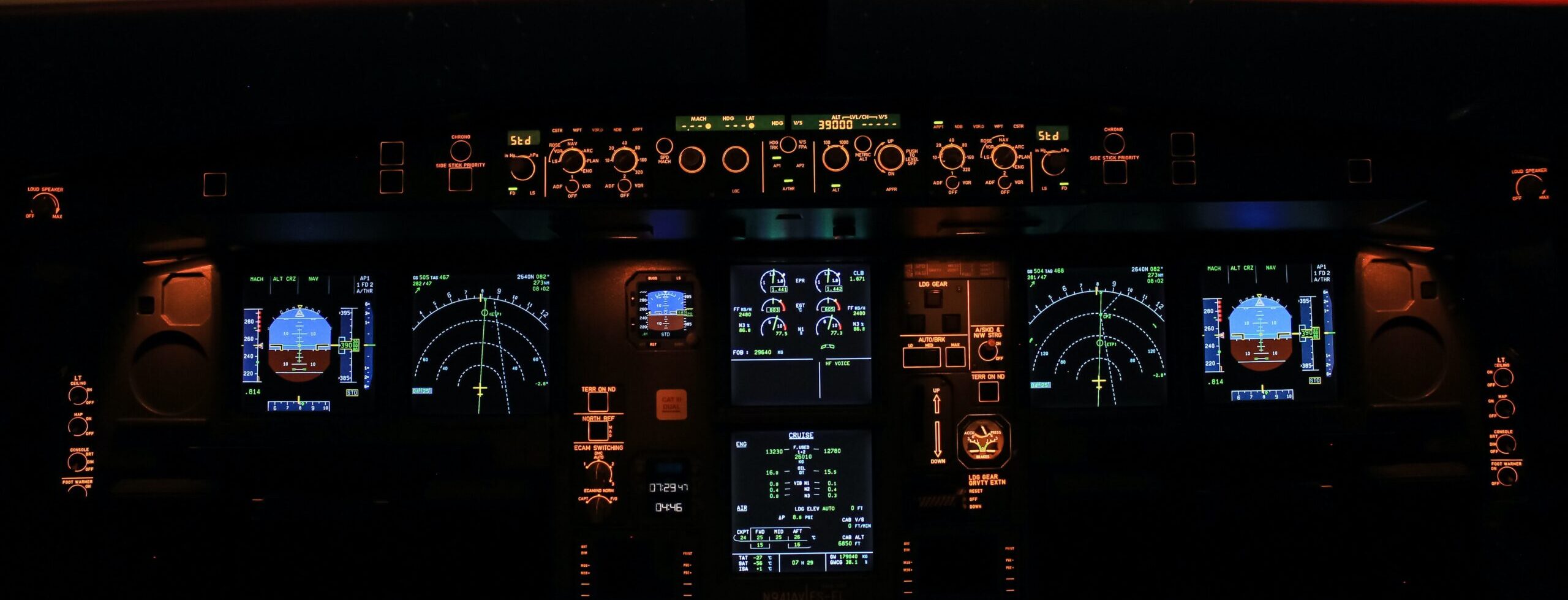 An airplane dashboard